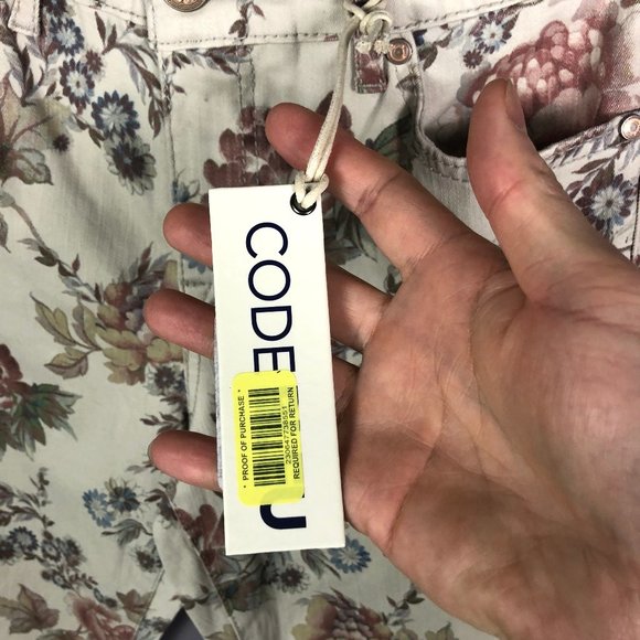 Code Bleu Tan Floral Chelsea Classic Straight Jeans Size 6P - Picture 4 of 11